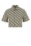 Burberry Check Short-sleeve Crop Button-down Shirt