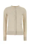 Burberry Sand Wool Cardigan With Ribbed Cuffs And Hem In Nutmeg
