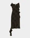 Burberry Green Check Silk Wrap Midi Dress In Oil Ip Check