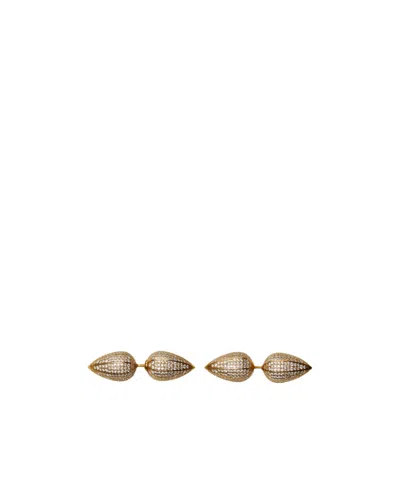 Burberry Spear-shaped Logo Earrings In Gold/clear