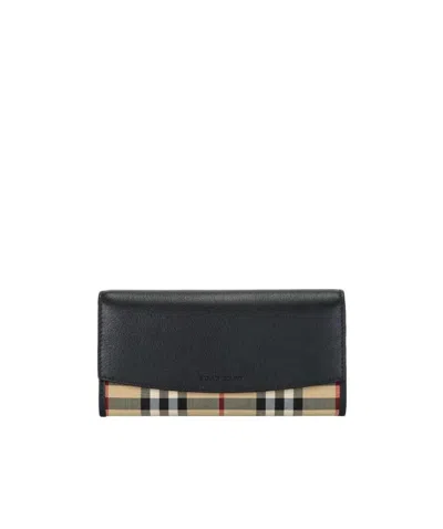 Burberry Spliced Logo Wallet In Black