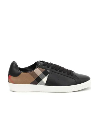 Burberry Spliced Plaid Low Upper Shoes In Black