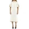 BURBERRY BURBERRY SPLIT DETAIL SILK WOOL SHIRT DRESS IN OFF WHITE