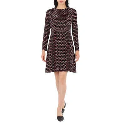 Pre-owned Burberry Spot Print Long-sleeve Silk Dress In Red