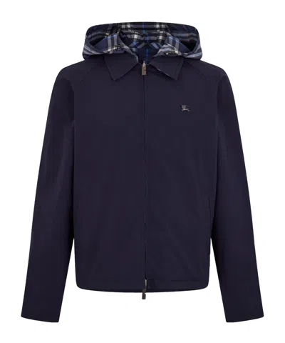 Burberry Spread-collar Hooded Jacket In Blue