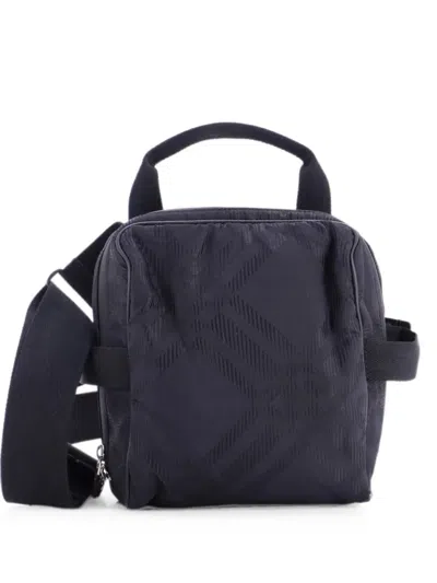 Pre-owned Burberry Square Check Jacquard Crossbody Bag In Black