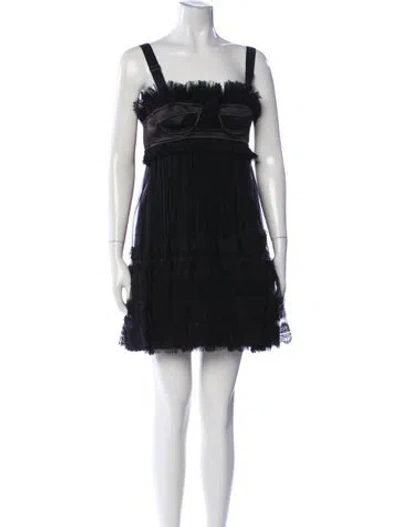 Pre-owned Burberry Square Neckline Mini Dress W/ Tags In Black