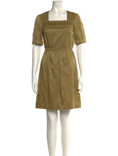Pre-owned Burberry Square Neckline Mini Dress W/ Tags In Green