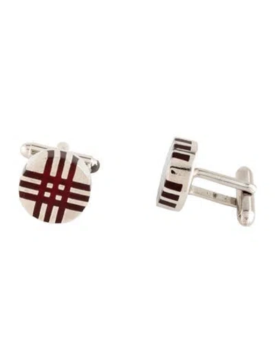 Pre-owned Burberry Square Resin Cufflinks In Red
