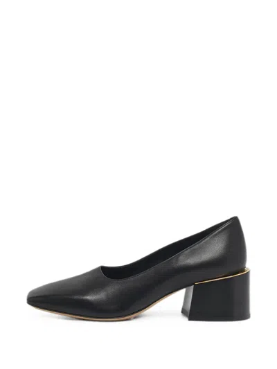 Pre-owned Burberry Square-toe Block-heel Pumps In Black