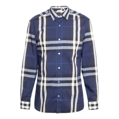 Burberry Ss21 Classic Plaid Long Sleeves Shirt 'navy Blue'