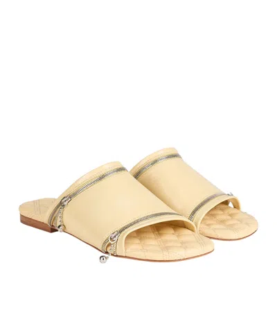 Burberry Ssimple Leather Slippers In Neutral