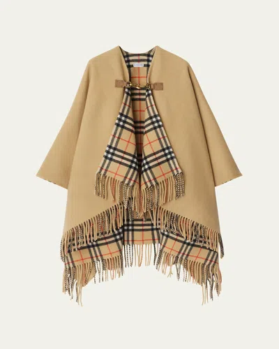 BURBERRY ST. MARSH FRINGE WOOL CAPE