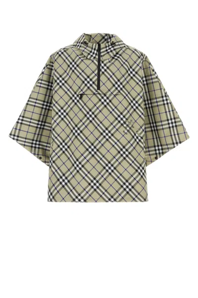 Burberry St Nylon Check Poncho-xs/s Nd  Male In Burgundy