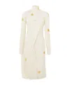 Burberry Ivory Long-sleeve Star Motif Gathered Silk Viscose Dress In White