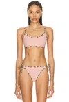 Burberry Women Bikini Top With Checked Edges In Pink