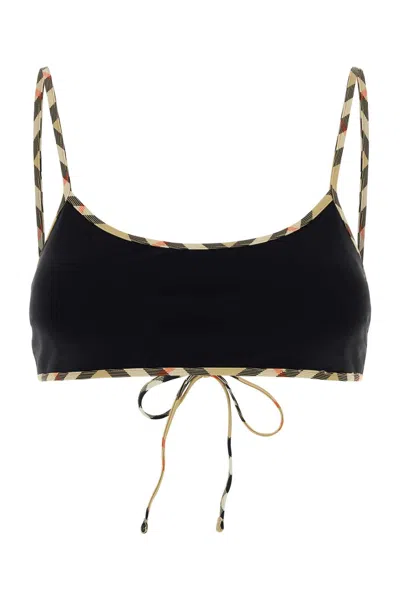 Burberry Stretch Nylon Bikini Top In Black
