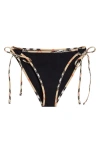 Burberry Starla Check Trim String Bikini Bottoms In Black