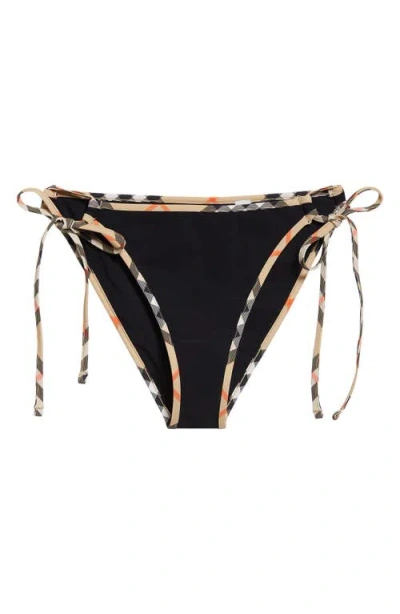BURBERRY BURBERRY STARLA CHECK TRIM STRING BIKINI BOTTOMS