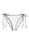 Burberry Starla Check Trim String Bikini Bottoms In White