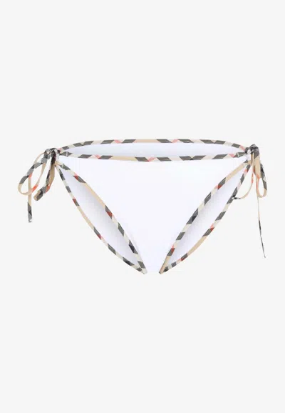 Burberry Starla Check-trimmed Bikini Bottom In White