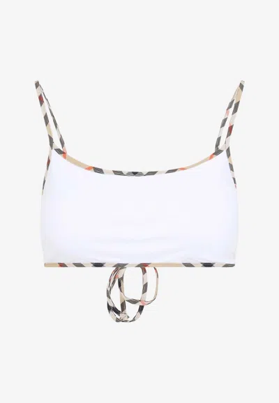 Burberry Starla Check-trimmed Bikini Top In White