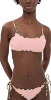 Burberry Women Bikini Top With Checked Edges In Pink