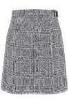 BURBERRY STATEMENT HOUNDSTOOTH KILT WITH LEATHER STRAP CLOSURE