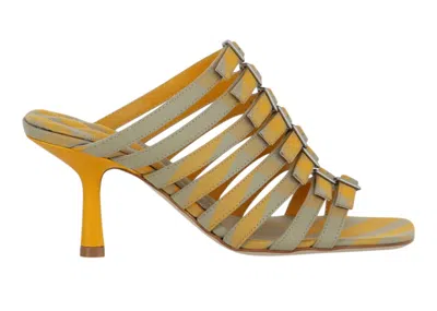 Pre-owned Burberry Step Check Heels Sandals (women's) Sneakers In Gold