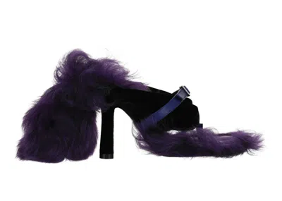 Pre-owned Burberry Step Post Heel Sandals Purple (women's) Sneakers In Black