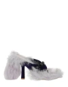 Burberry Fox Velvet Shearling Stiletto Slide Sandals In Fantasy