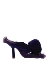 Burberry Step Rose Velvet Heeled Sandals In Purple