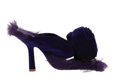 Pre-owned Burberry Step Rose Velvet Heeled Sandals (women's) Sneakers In Purple