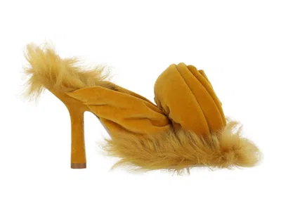 Pre-owned Burberry Step Rose Velvet Heeled Sandals (women's) Sneakers In Sulphur