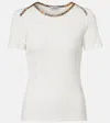 Burberry Stephanie Tartan-trimmed Stretch-cotton Jersey T-shirt In White