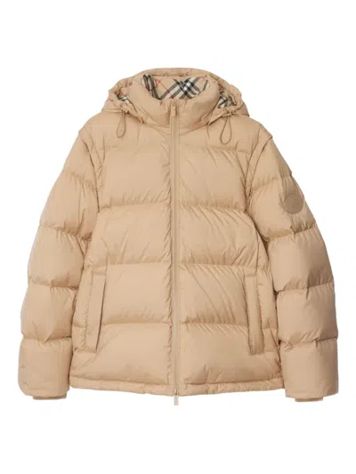 Burberry Padded Jacket Featuring Removable Sleeves In Brown