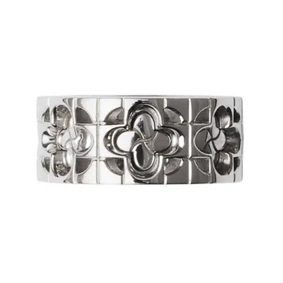 Burberry Sterling Silver Rose Monogram Ring In Gray