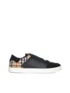Burberry Black Sneakers With Suede Details And Check Motif In Leather Blend Man
