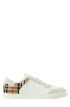 Burberry Men Stevie Leather And Check Canvas Sneakers In Off White/beige Ip Check