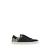 Burberry Black Sneakers With Suede Details And Check Motif In Leather Blend Man