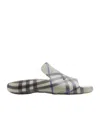 Burberry Men's Stingray Check Rubber Slide Sandals In Gray