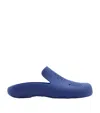 Burberry Stingray Rubber Perforated Clogs In Blue