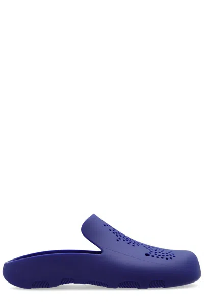 Burberry Stingray Perforated Clogs In Blue