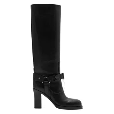 Burberry Stirrup 100 Leather High Boots In Black