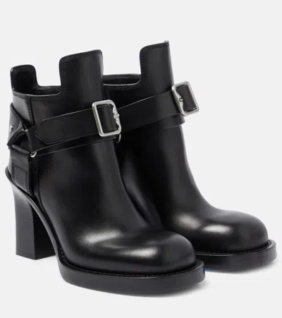 Burberry Stirrup Leather Ankle Boots In Black