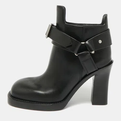 Pre-owned Burberry Stirrup Size 37 Black Leather Ankle Length Boots