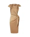 Burberry Tie Detail Tri-tone Silk Jersey Dress In Nude