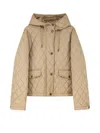 Burberry Cropped Quilted Hooded Jacket In Brown
