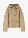 Burberry Quilted Hooded Nylon Jacket Featuring Pockets In Brown