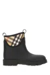 Burberry Patterned Check Pull Tabs Rubber Sole Boots